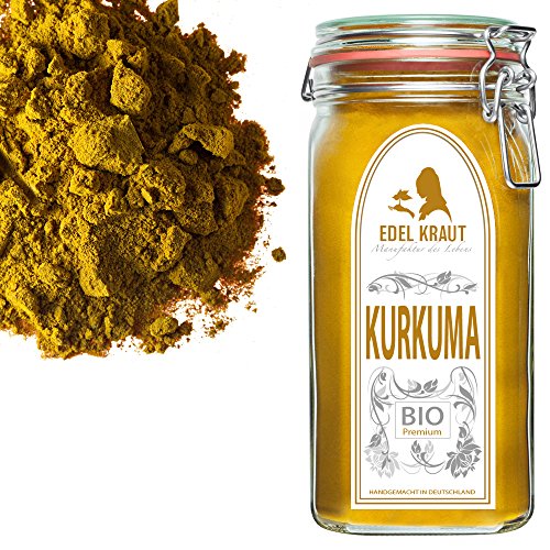 EDEL KRAUT | BIO KURKUMA-WURZEL (gemahlen) Curcuma PULVER im Premium Glas - für Smoothies, Goldene Milch, Pasten, Kurkuma Latte u.v.m - 750g
